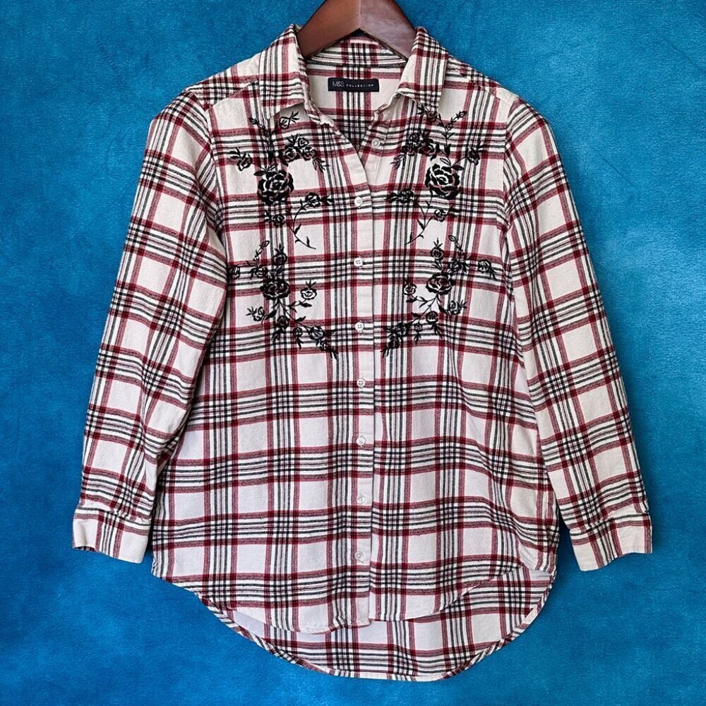 M&S (Marks & Spencers) Embroidered Button Shirt, US Size 8